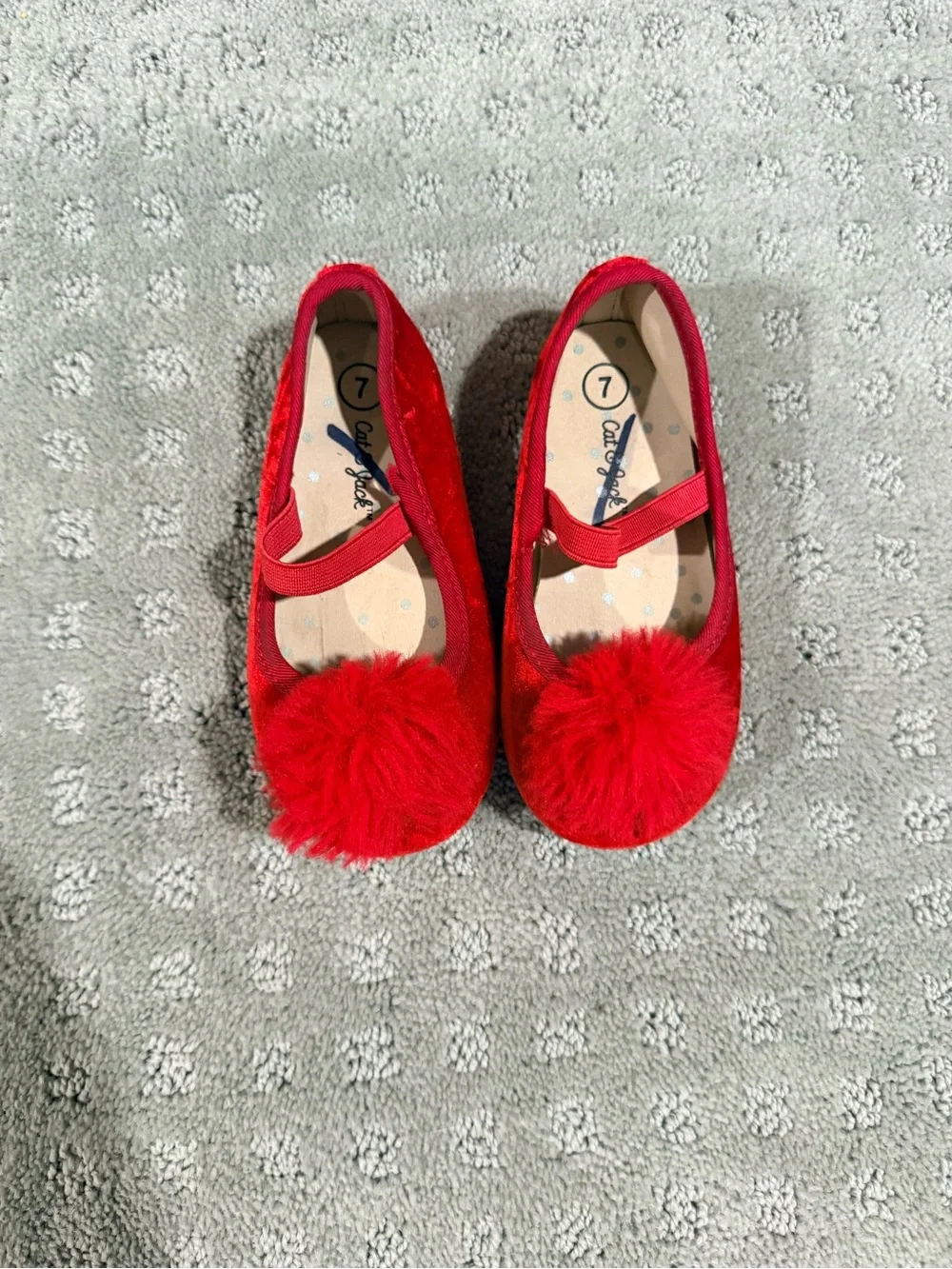 Cat & Jack Red Pom-Pom Mary Jane Shoes for Kids